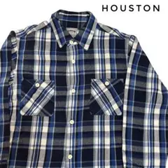 HOUSTON｜ヒューストン　チェックネルシャツ　ヘビーネル　アメカジ　ブルー