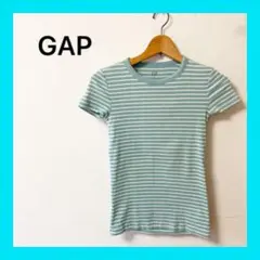 ☆GAP ギャップレディースストライプ 半袖 Tシャツカットソーサイズxxs水色