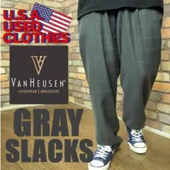 LS1-729【USA買付品 VAN HEUSEN】美シルエット チェックパンツ