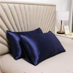 枕カバー サテンシルク 保湿 ヘアケア シャンパンブルー 48*74cm 1枚