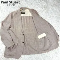 美品✨ PaulStuart リネンジャケット　2B L サイドベンツ　千鳥 茶