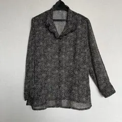 ドット柄 長袖 シフォン ブラウス レディース サイズ11 ミセス シニア
