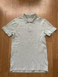 GAP ギャップ ポロシャツ S グレー 鹿の子 白蝶貝ボタン