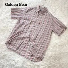 Golden Bear メンズ半袖シャツ　M　 赤系　ストライプ【美品】1860