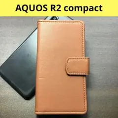 【大人気！】aquos r2 compact 手帳型スマホケースブラウン 茶色