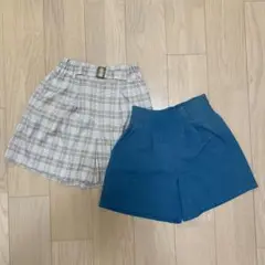 GLOBAL WORKショートパンツチェック柄とみどり2点セット 150、160