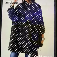 antiqua マニッシュドット柄長袖シャツ　定価4950円　黒白