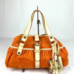 美品 CELINE ロゴチャーム レザー ハンドバッグ