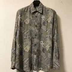 REPORTER レポーターパッチワークプリントシャツ39 15 1/2