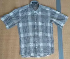 VIESTENI ボタンダウン半袖チェックシャツ　日本製　グレー