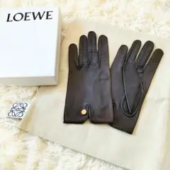 LOEWE 手袋 レザーグローブ アナグラム ブラック 本革