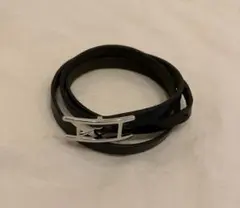 エルメス　アピ　ブレスレット　チョーカー　レザー　ブラック　シルバー