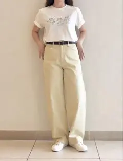 コットンワイドパンツ　今期　ユニクロ　春　夏　秋生地
