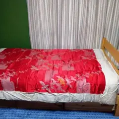 赤い鶴柄 ダブル掛け布団