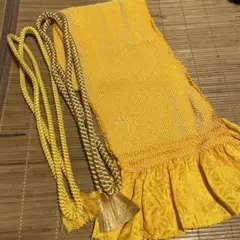 美品 振袖用 帯揚げ 帯締め 3セット 着物 絞り 濃い黄色 ゴールド
