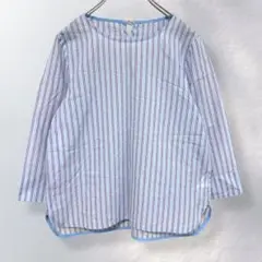 k537》ジョルジュレッシュ カットソー 七分袖 ストライプ 綿 カジュアル S