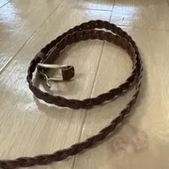 ブラウン レザー 編み込みベルト
