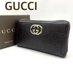 【極美品】GUCCI 長財布 インターロッキングGマイクロGG ブラウン　レザー