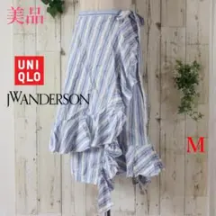 美品★UNIQLO×JW ANDERSONストライプミモレ丈ラップスカート M