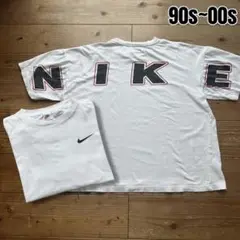 90s~00s 白タグ OLD NIKE ビッグロゴ 両面プリントTシャツ