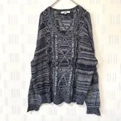 OZOC オゾック　ゆったりニット　ざっくり編み セーター　シンプル　グレー　M