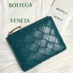 BOTTEGA VENETA マキシイントレチャート 2つ折り財布 グリーン