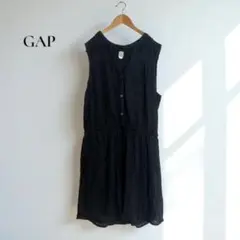 GAP【M】フレアワンピース　レース　ノースリーブ ブラック　黒b165