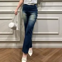 レースアップデニムパンツ　インディゴ