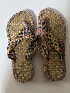 新品　天然素材 編み込みスリッパ 多色