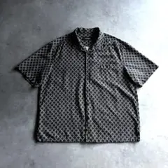 90s USA label シルク オープンカラーシャツ 幾何学 ワイド 短丈