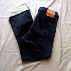 90sリーバイス517ブラックデニムパンツブーツカットフレア後染めカットオフ34