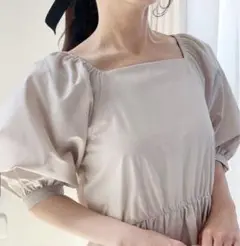 タグ付き　グレイル　スクエアネック ロングワンピース