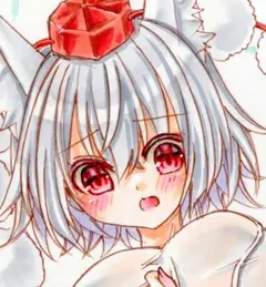 手描きイラスト☆東方Project☆犬走椛☆白スク水 水着☆