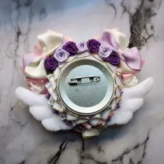 痛ロゼット　ハート型　羽つき