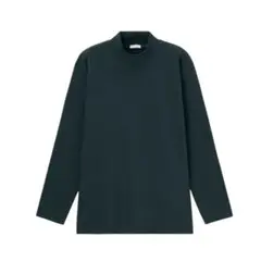 美品✨GU ジーユー(L)ソフトコットンモックネックT(長袖)ダークグリーン