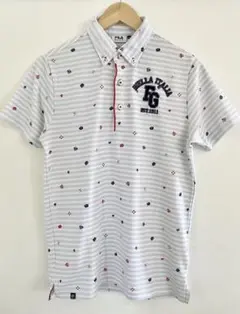 フィラゴルフ メンズ ポロシャツ 半袖シャツ ゴルフウェア M 白 ×グレー