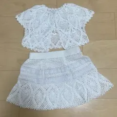 新品 ボレロ&スカートのセット 子供服 鍵あみ レース