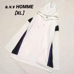 a.v.v HOMME ドルマンフーディー パーカー ホワイト XL 切り替え