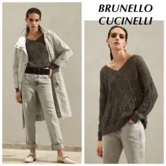 新品同様 BRUNELLO CUCINELLI リネンコットン レース編みニット
