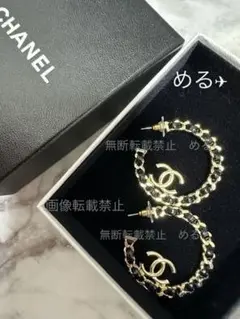 【★未使用★】CHANEL シャネル　フープ　ピアス　ゴールド　海外