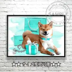 775【A4フレーム付】オマージュ アートポスター ドッグ 柴犬 インテリア