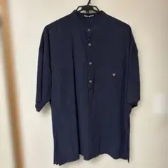 ISSEY MIYAKE ネイビー 半袖シャツ ボタン付き