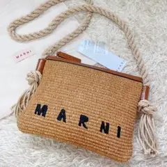 新品タグ付き♡マル二 ショルダーバッグ ロゴ ラフィア ワンショルダー 保存袋付