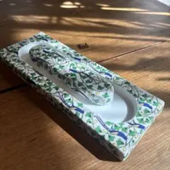 香蘭社　小鳥唐草文　筆架文鎮セット