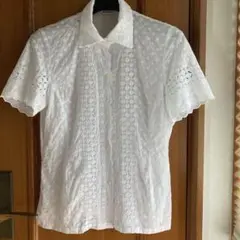 Takashimaya 半袖ブラウス　白　レース　サイズS M