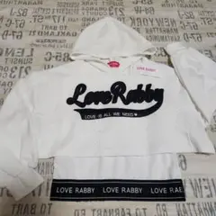Love Rabby フード付きクロップドパーカー　140cm ホワイト