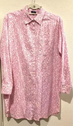 GapBody 花柄 長袖シャツ ピンク　ロングシャツ　シャツワンピース