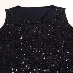 美品【AUSTIN REED】ノースリーブ カットソー スパンコール ブラック