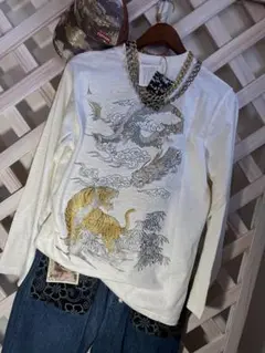 ⭐︎華鳥風月⭐︎ 背中で睨み合う虎と龍⭐︎クレイジーケン横山の唄。新品⭐︎ロンT