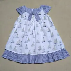 べべ BeBe ヨット プリント ワンピース 80cm 春夏 マリン